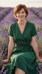 Stunning Nordic Woman In Wrap Dress Garden Photography Session