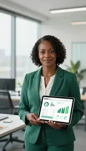 Successful Esg Investment Specialist Reviewing Impact Measurement Reports