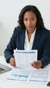 Successful Finance Director Analyzing Quarterly Financial Statements
