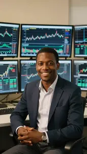 Successful Fixed Income Trader Monitoring Multiple Trading Screens