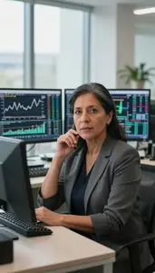 Successful Fixed Income Trader Analyzing Real Time Trading Charts
