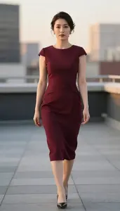Urban Glamour Portrait Cocktail Dress On Japanese Woman Stock Photography