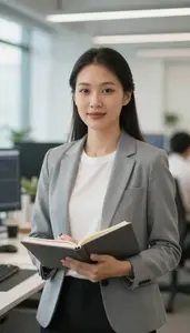 Web Developer Reviewing Documents In Office