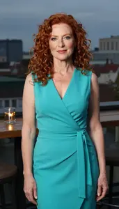 Western European Mature Woman Wrap Dress Fashion At Cocktail Event Event