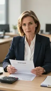 Woman Investment Professional Reviewing Mortgage Documents