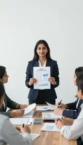 Woman Investment Professional Presenting Investment Thesis To Team