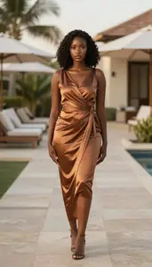 Wrap Dress Editorial Photography Kenyan Woman At Resort Stock Photography