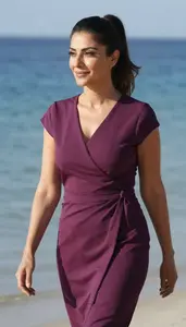 Wrap Dress Fashion Portrait Middle Eastern Woman At Resort Event