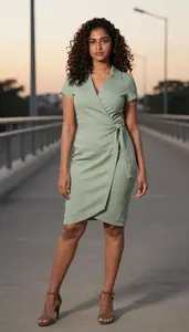 Wrap Dress Fashion Portrait Sri Lankan Woman At Urban Event