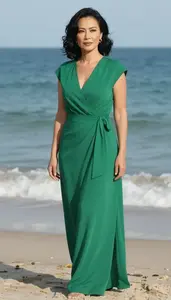 Wrap Dress Glamour Photography Warm Toned Woman Portrait At Resort