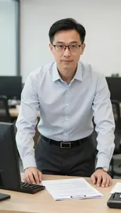 Accountant At Work In Modern Office Setting