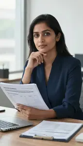 Actuarial Analyst Analyzing Regulatory Compliance Reports Stock Photo