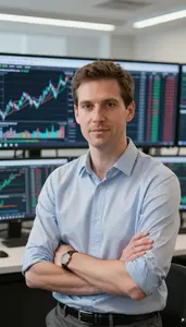 Algorithmic Trader Studying Price Action Patterns Stock Photo