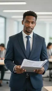 Banking Professional Leading Meeting In Corporate Office