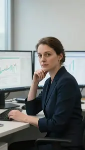 Compliance Officer Evaluating Portfolio Risk Exposure Stock Photo