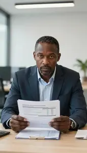 Compliance Officer Analyzing Regulatory Compliance Reports Stock Photo