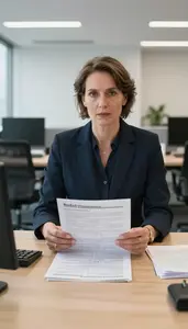 Compliance Officer Reviewing Risk Mitigation Strategies Stock Photo