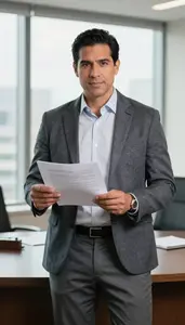 Corporate Lawyer At Work In Modern Office Setting