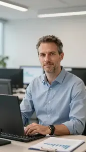 Corporate Treasurer Conducting Financial Audits Stock Photo