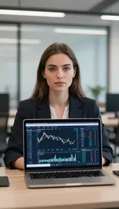 Cryptocurrency Trader Tracking Market Movements Stock Photo