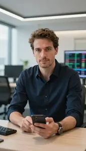 Day Trader Managing Active Trading Positions Stock Photo