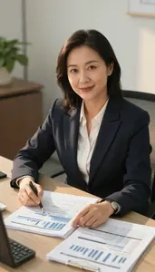 Financial Analyst Analyzing Profit And Loss Statements Stock Photo