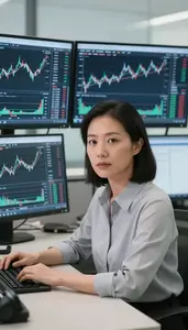 Fixed Income Trader Executing Trades On A Trading Terminal Stock Photo