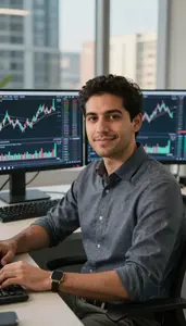 Fixed Income Trader Tracking Market Movements Stock Photo