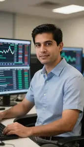 Forex Trader Executing Trades On A Trading Terminal Stock Photo