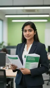 Green Investment Analyst Presenting Green Investment Portfolio Stock Photo