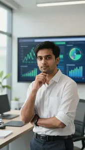 Green Investment Analyst Researching Climate Conscious Investment Opportunities