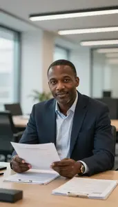Impact Investor Reviewing Portfolio Company Performance Stock Photo