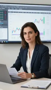 Investment Advisor Reviewing Portfolio Performance Data Stock Photo