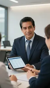 Loan Officer Negotiating Terms With A Corporate Client Stock Photo