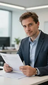 Man Finance Professional Reviewing Actuarial Tables