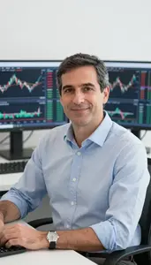 Man Finance Professional Evaluating Market Trends
