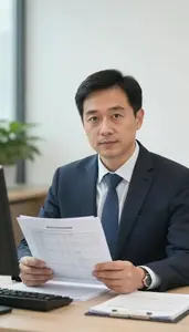 Man Finance Professional Reviewing Actuarial Tables