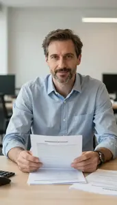 Man Investment Professional Analyzing Regulatory Compliance Reports