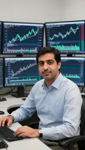 Man Investment Professional Studying Price Action Patterns