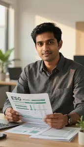 Man Investment Professional Reviewing Esg Rating Reports