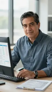 Man Investment Professional Evaluating Market Trends