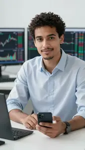Man Investment Professional Analyzing Real Time Trading Charts