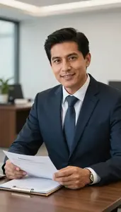 Mortgage Banker Reviewing A Loan Application Stock Photo