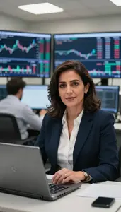 Options Trader Monitoring Stock Tickers Stock Photo