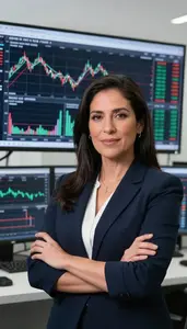 Options Trader Studying Price Action Patterns Stock Photo