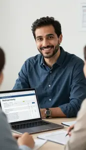 Personal Finance Advisor Creating A Retirement Plan With A Client Stock Photo