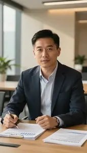 Private Equity Analyst Evaluating A Startup Pitch Deck Stock Photo