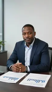 Private Equity Partner Evaluating A Startup Pitch Deck Stock Photo