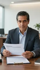Private Wealth Specialist Reviewing Client Account Statements Stock Photo