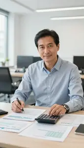 Professional Accounting Manager Reviewing Cash Flow Forecasts
